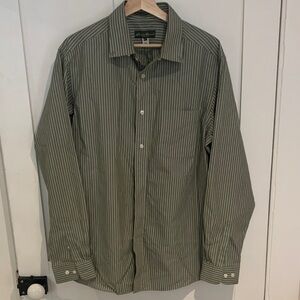 Eddie Bauer Olive Striped Button Down Shirt